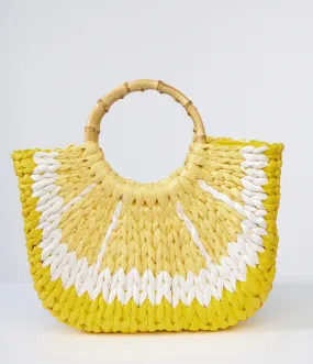 1970s Lemon Rattan Handbag