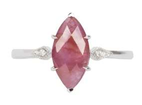 2.53ct Marquise Pink Sapphire with Diamond Accent Engagement Ring 9K White Gold R6518