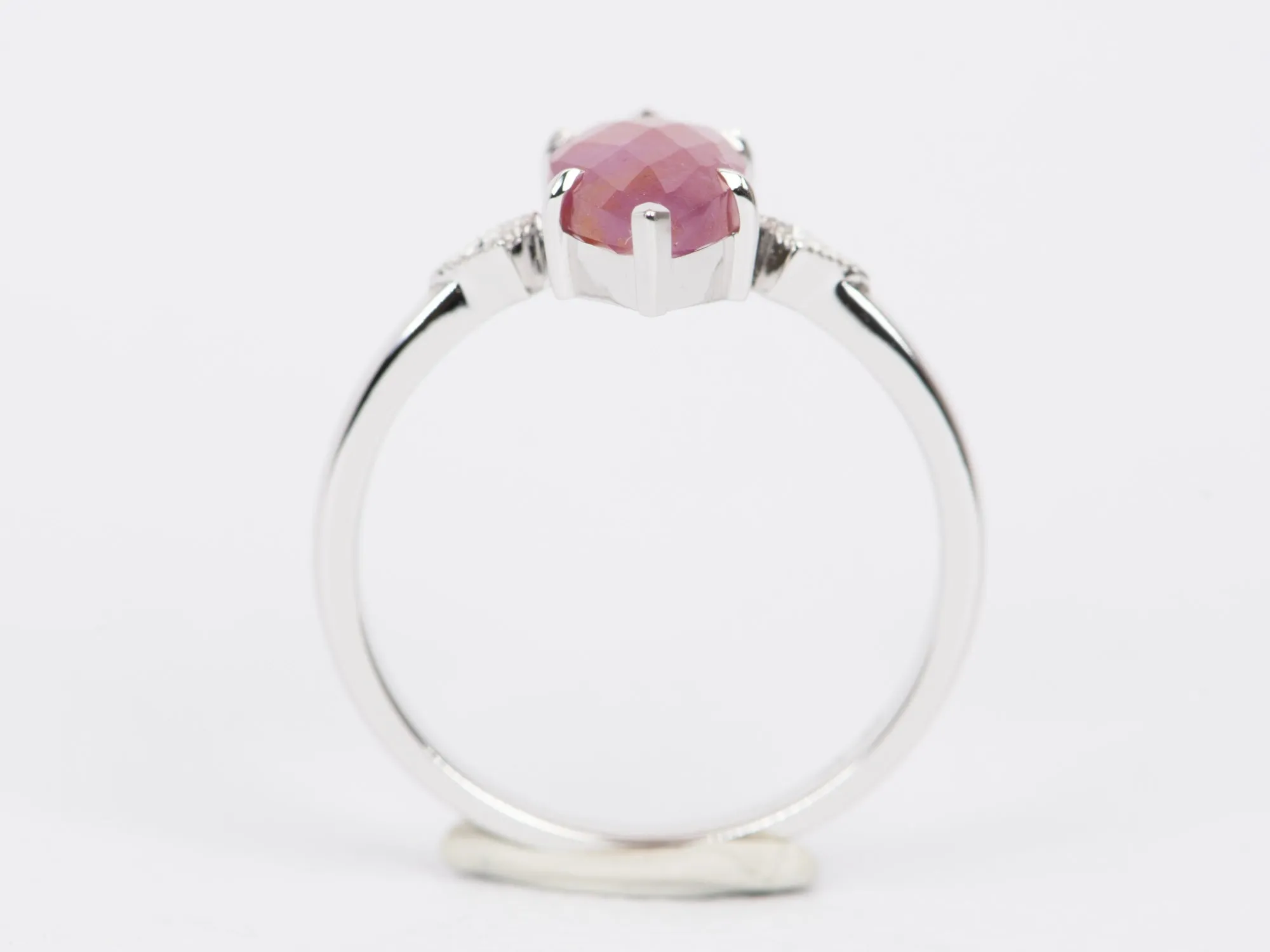 2.53ct Marquise Pink Sapphire with Diamond Accent Engagement Ring 9K White Gold R6518