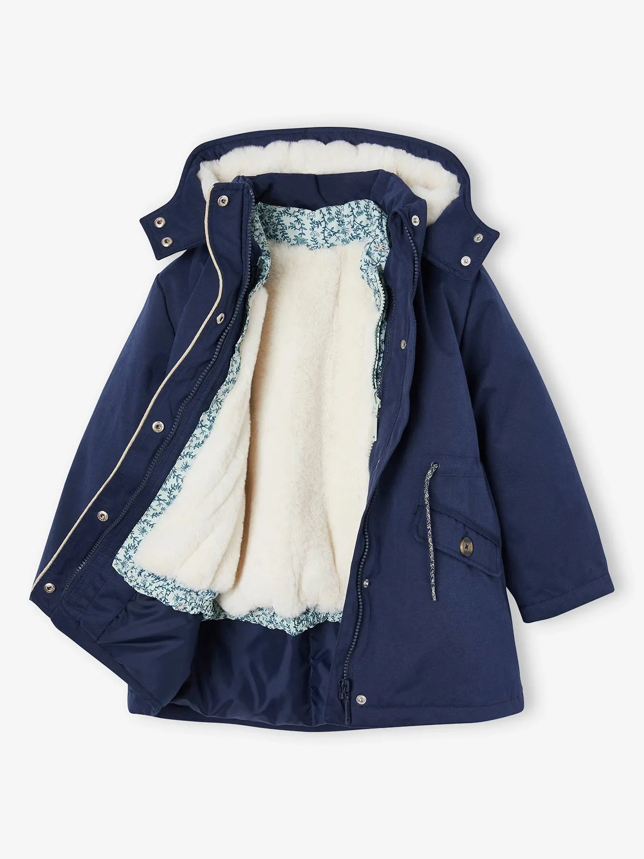 3-in-1 Parka + Bodywarmer for Girls - old rose