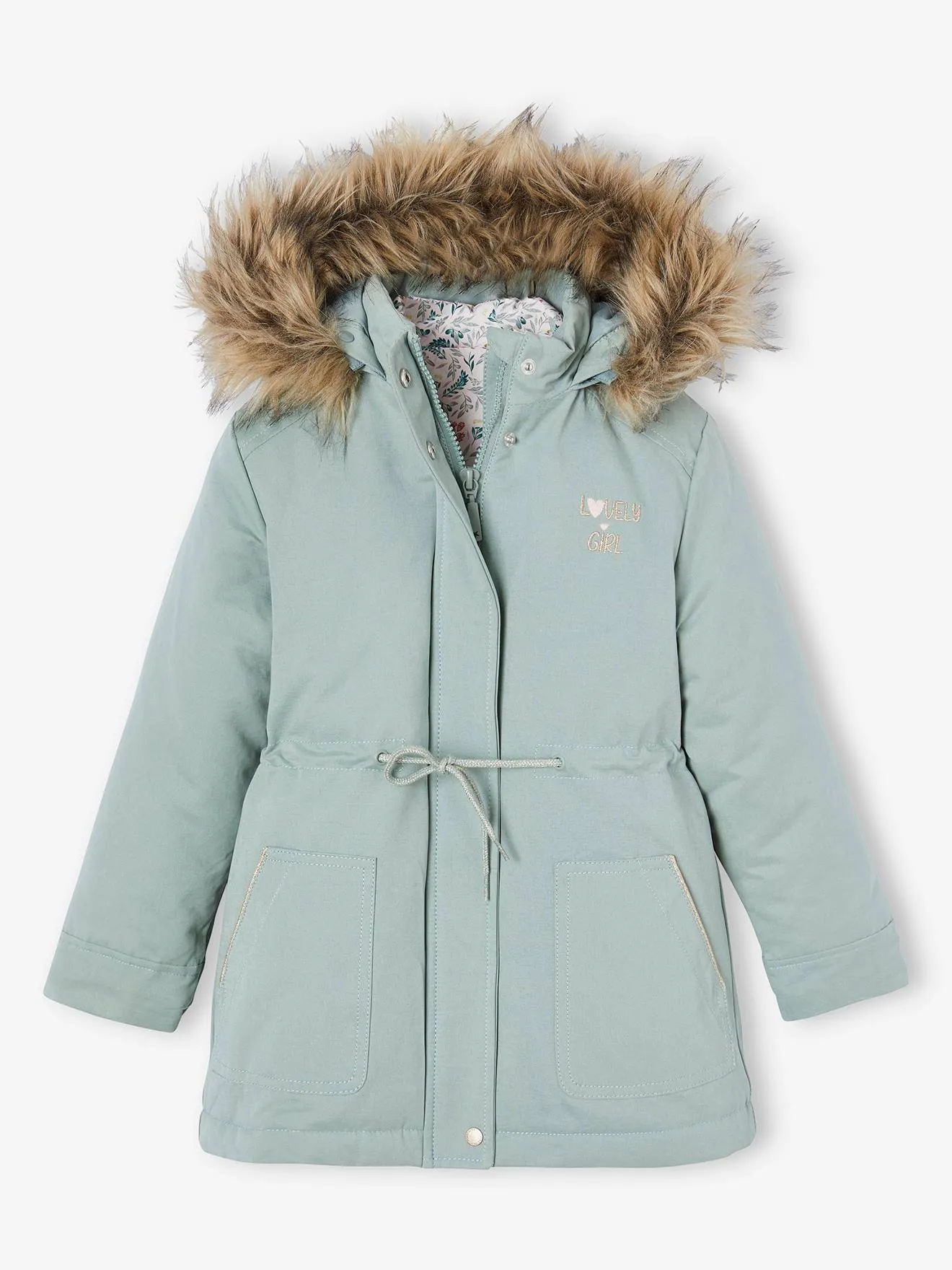 3-in-1 Parka with Hood for Girls - grey green