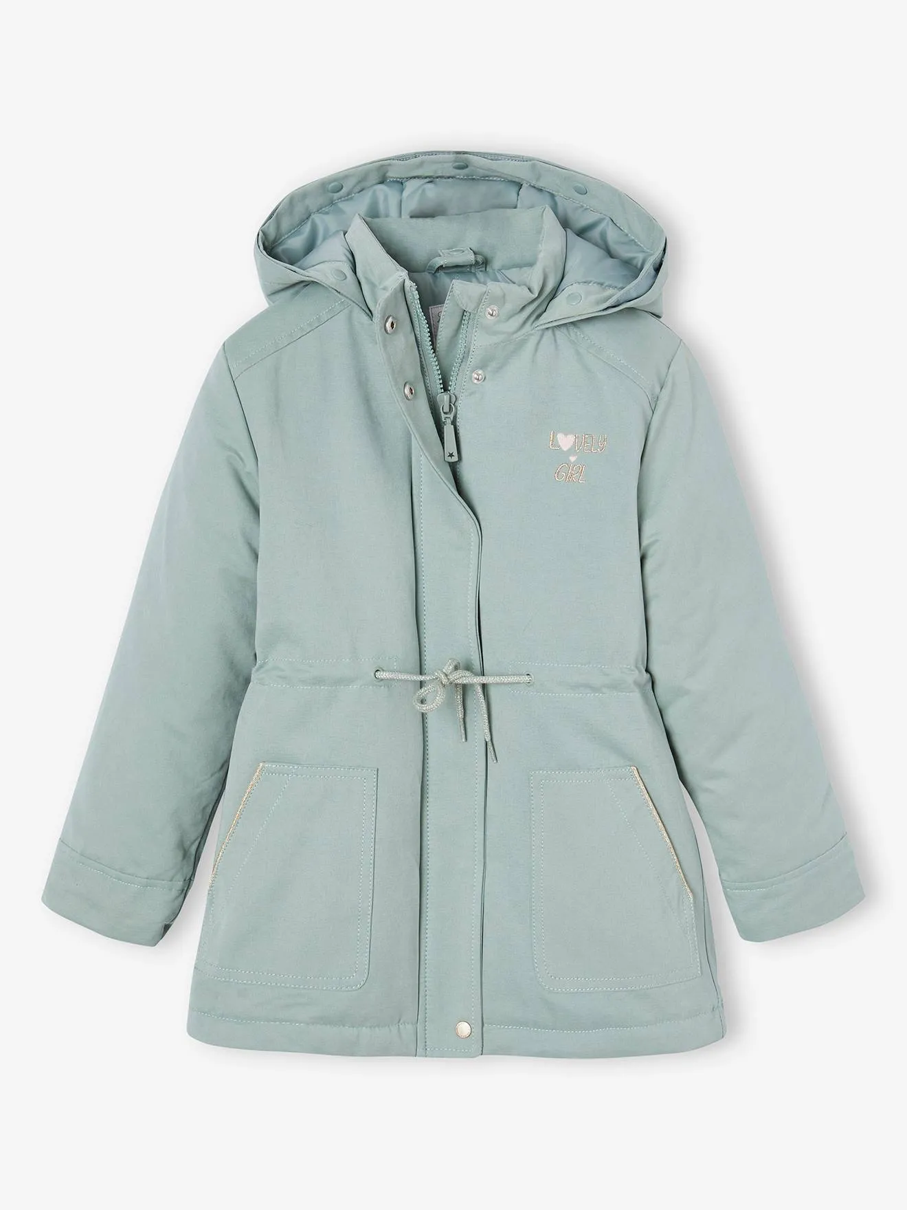 3-in-1 Parka with Hood for Girls - grey green