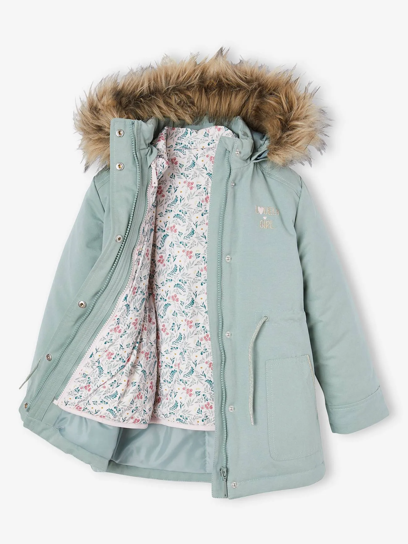 3-in-1 Parka with Hood for Girls - grey green