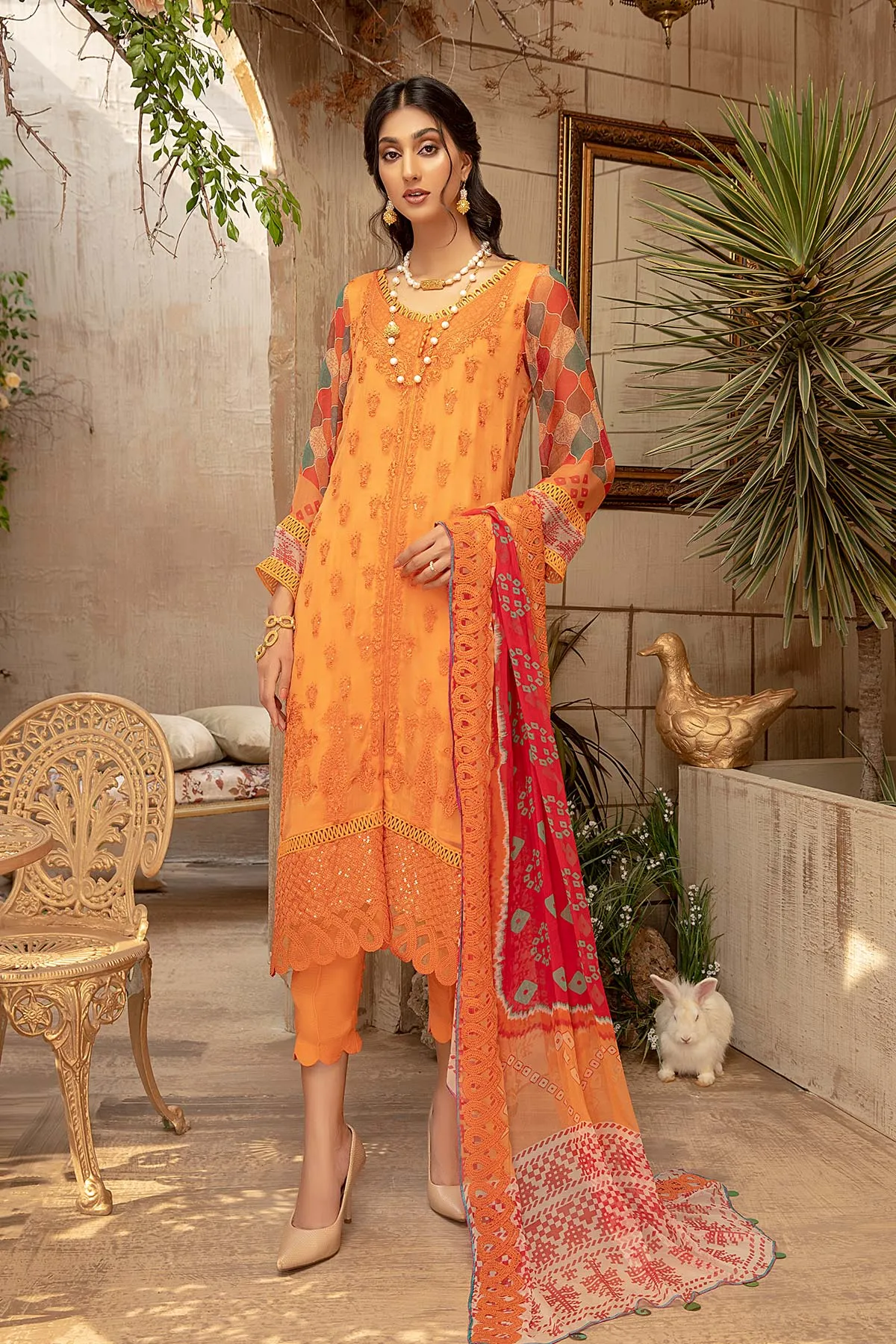 3-Pc Unstitched Embroidered Luxury Suit CHM22-10