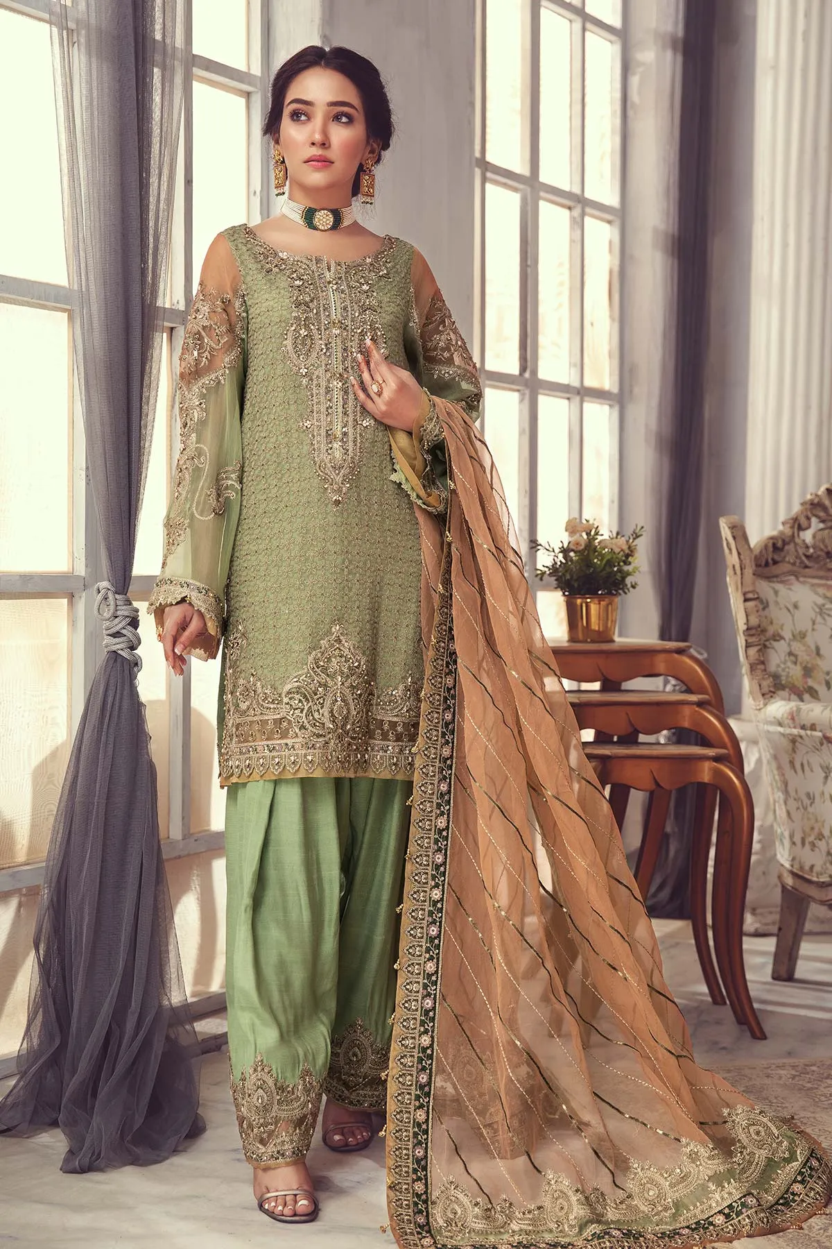 3-Pc Unstitched Embroidered Luxury Suit CHM22-11