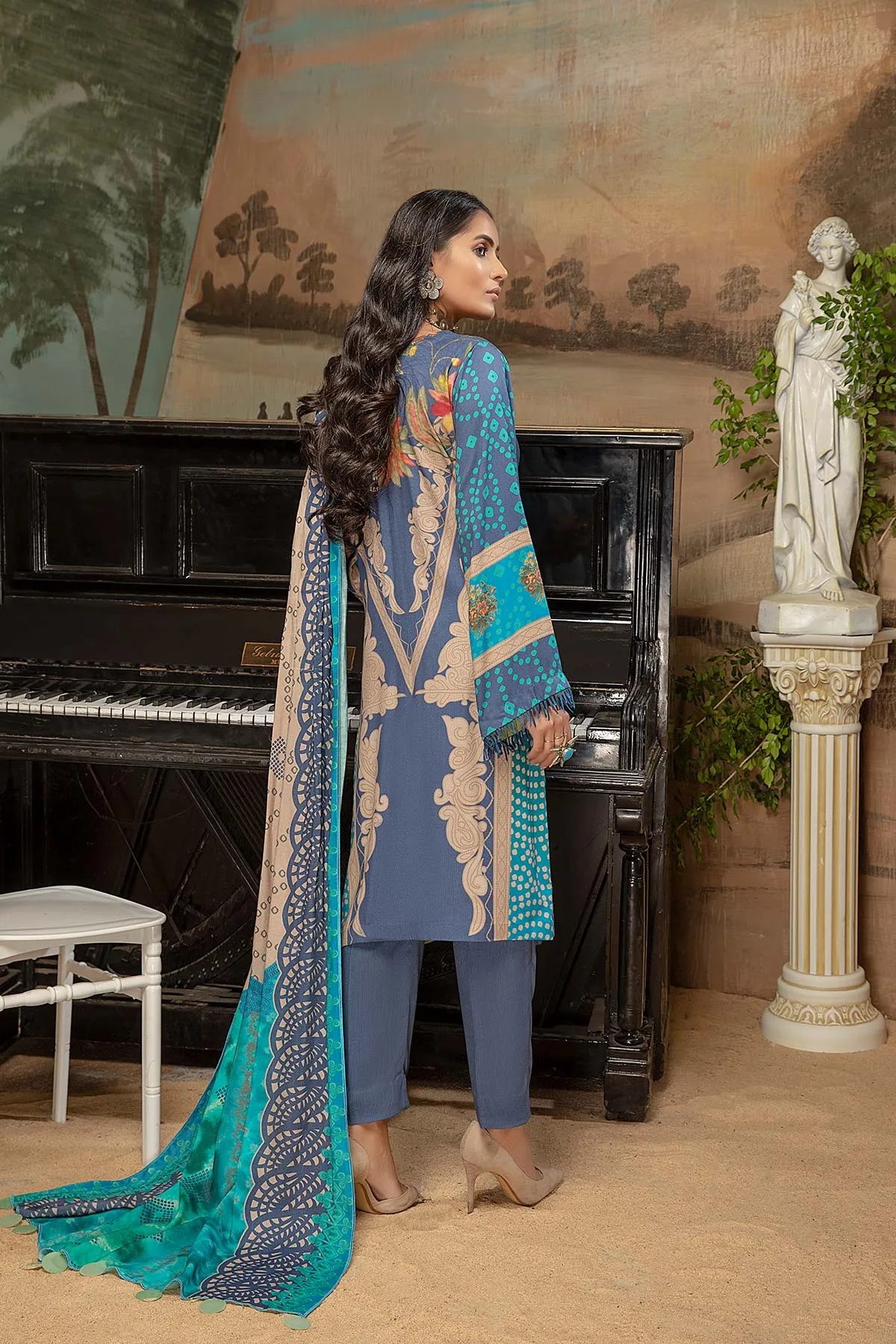 3 Pc Unstitched Embroidered Marina Suit SHW-08