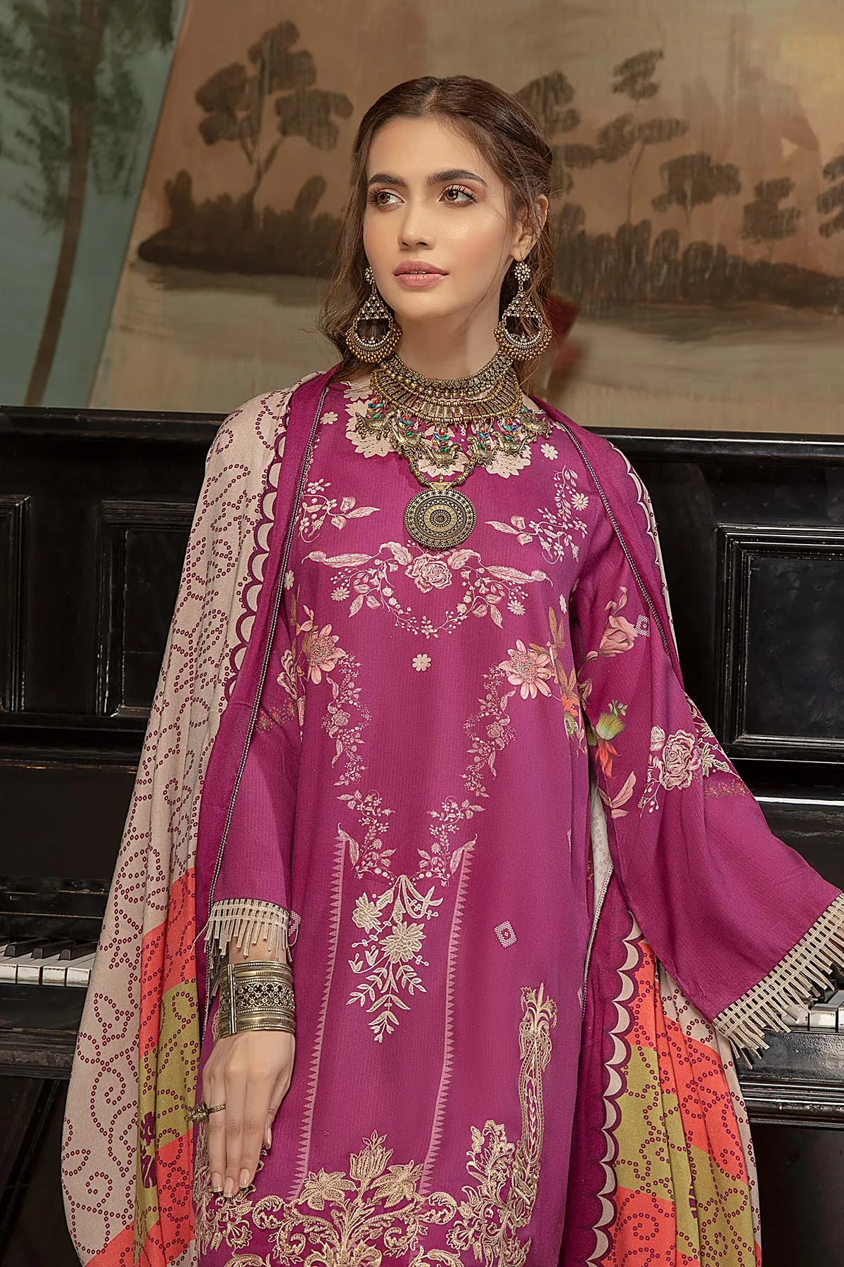 3 Pc Unstitched Embroidered Marina Suit SHW-09