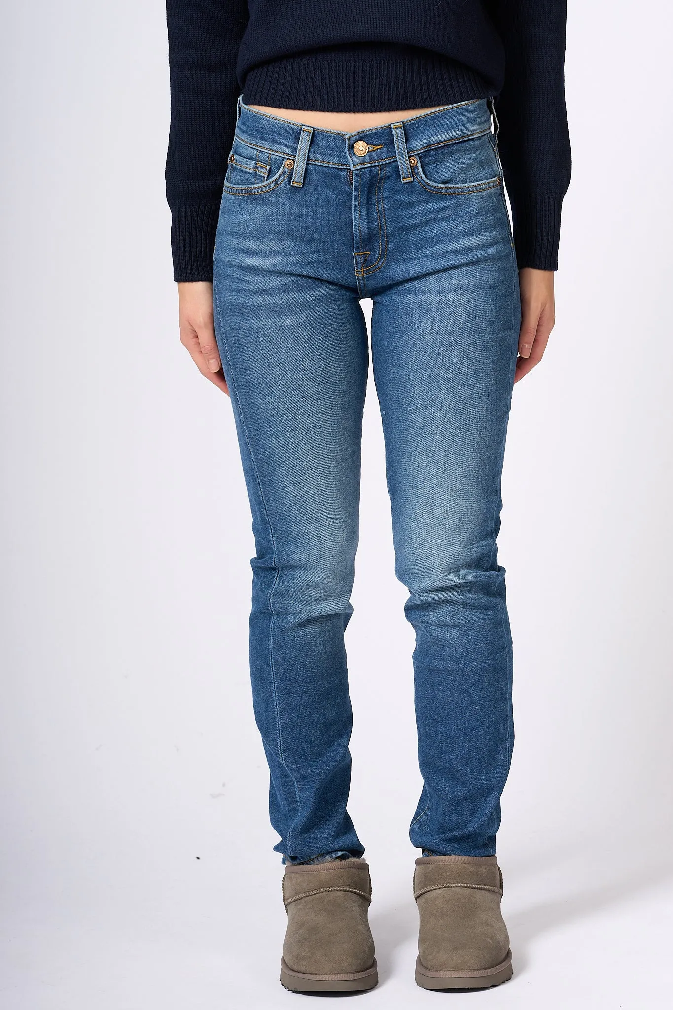 7 For All Mankind Jeans Roxanne Slim Blu Donna