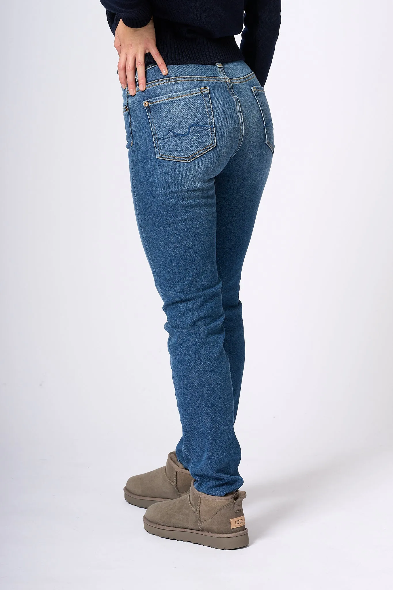 7 For All Mankind Jeans Roxanne Slim Blu Donna