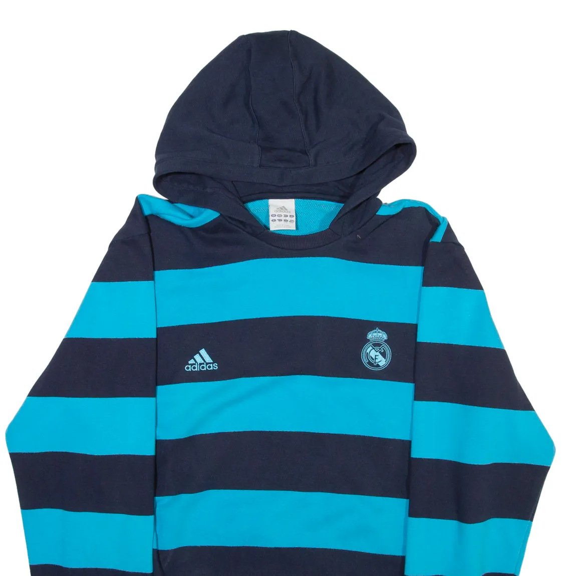 ADIDAS Striped Mens Blue Hoodie L