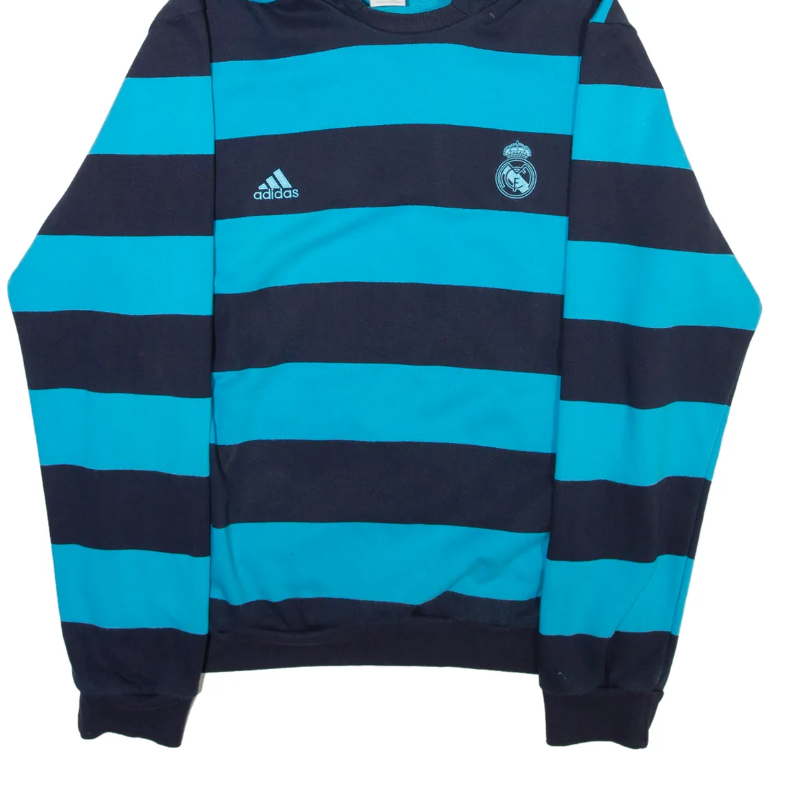 ADIDAS Striped Mens Blue Hoodie L