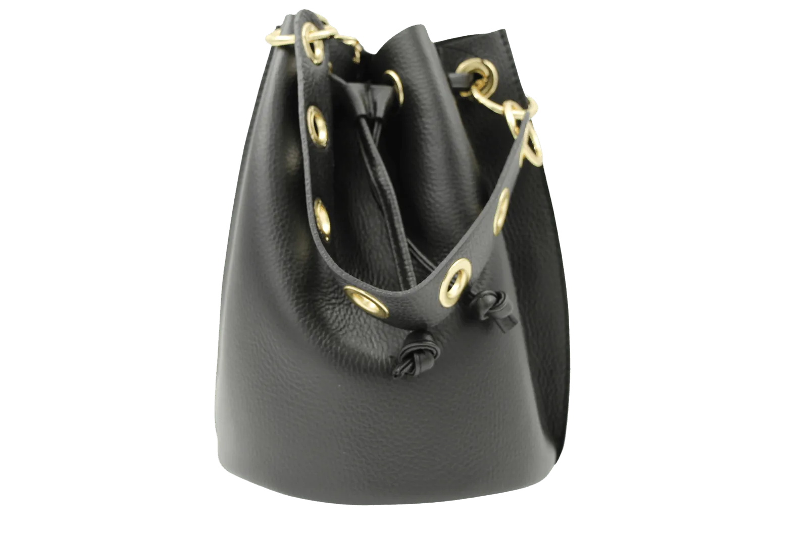 ANDREA CARDONE Black Leather Bucket Handbag