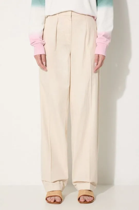 A.P.C. cotton trousers Grand Pantal Camila beige color