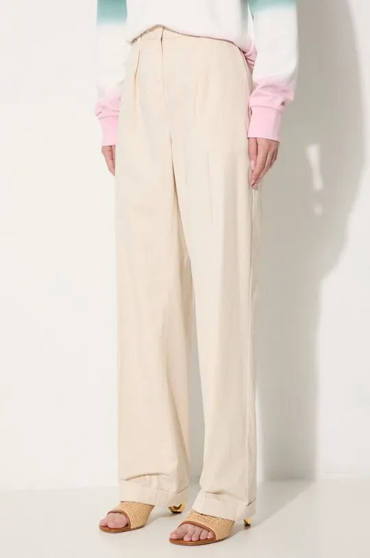 A.P.C. cotton trousers Grand Pantal Camila beige color