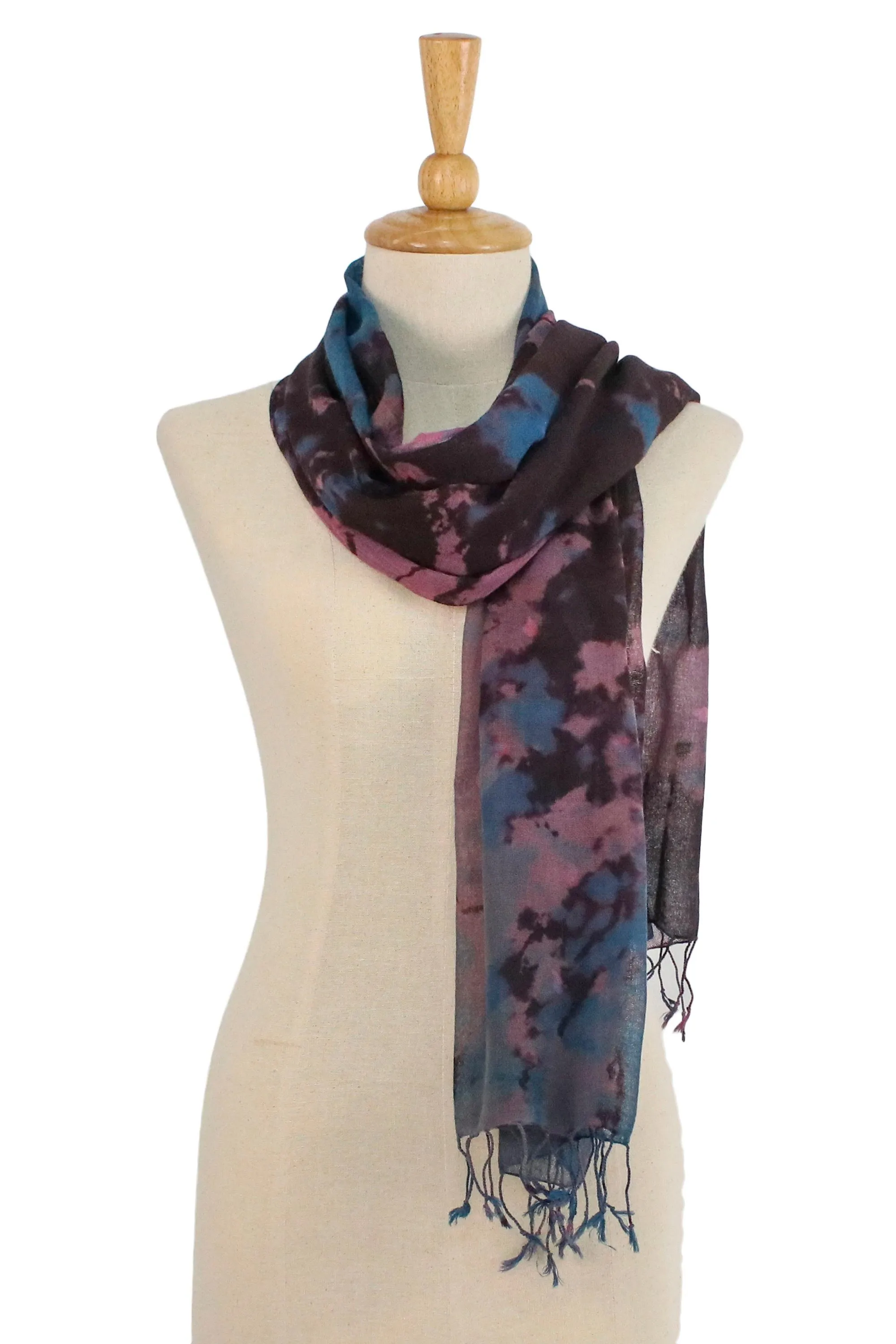 Artistic Colors Tie-Dyed Multicolored Cotton Wrap Scarf from Thailand