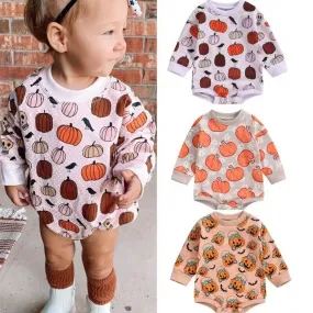 Baby Kid Girls Flower Cartoon Print Halloween Rompers Wholesale 23090645