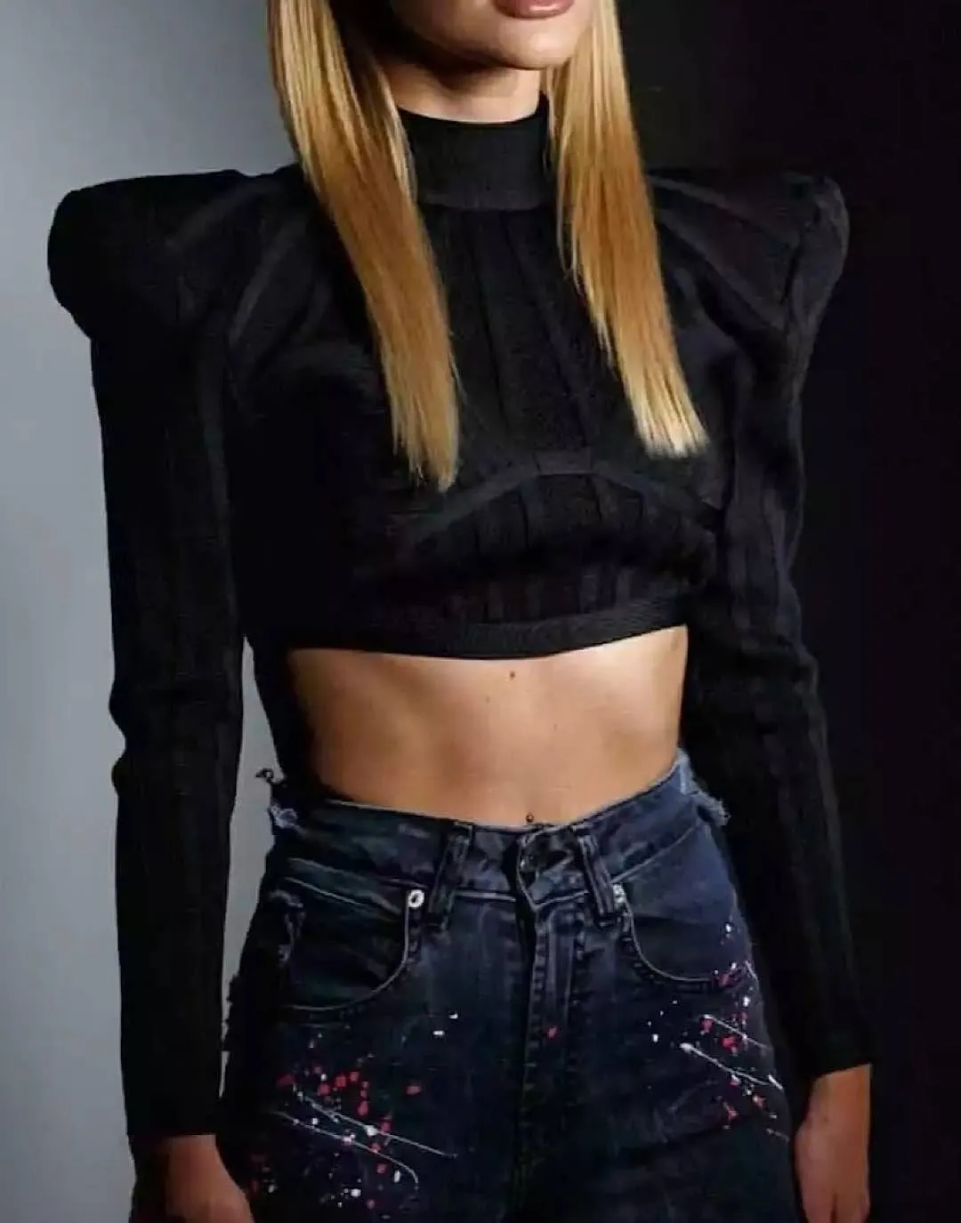 Bandage Big Shoulder Crop Top