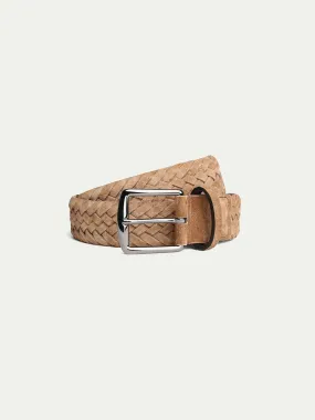 Beige Woven Suede Belt