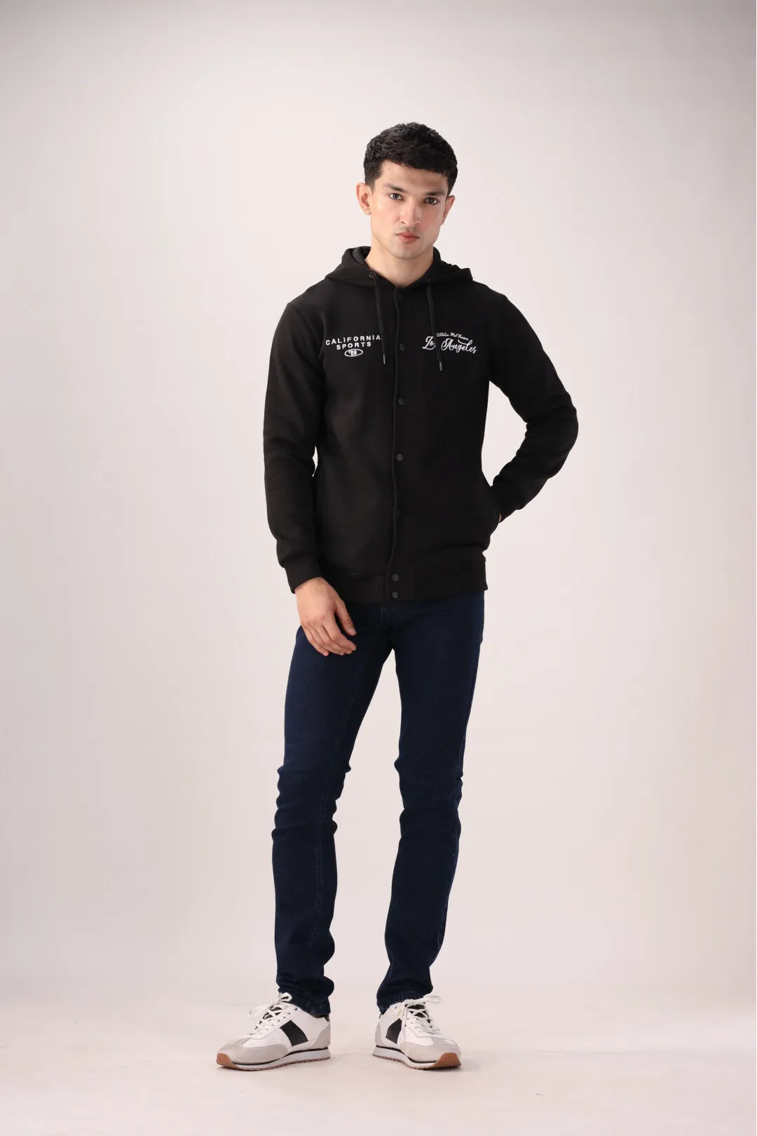 Black Graphic Fleece Hoodie