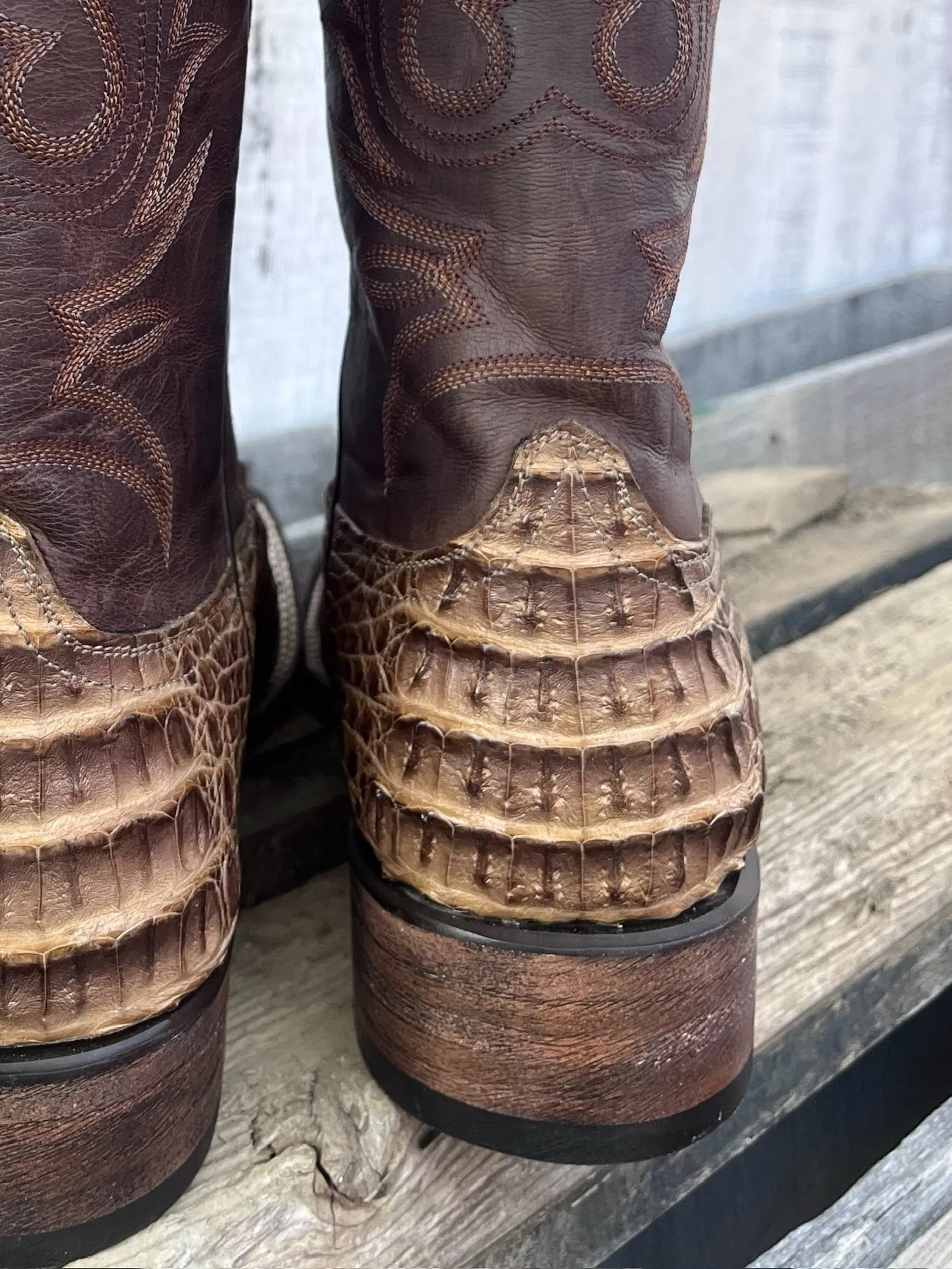 Black Jack Men’s Zebra Choco Mink Caiman Hornback Square Toe Cowboy Boots ZCM7731-96