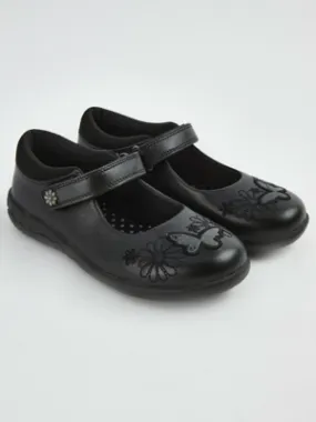 Black Leather Butterfly Mary Jane School Shoes | School | George at ASDA