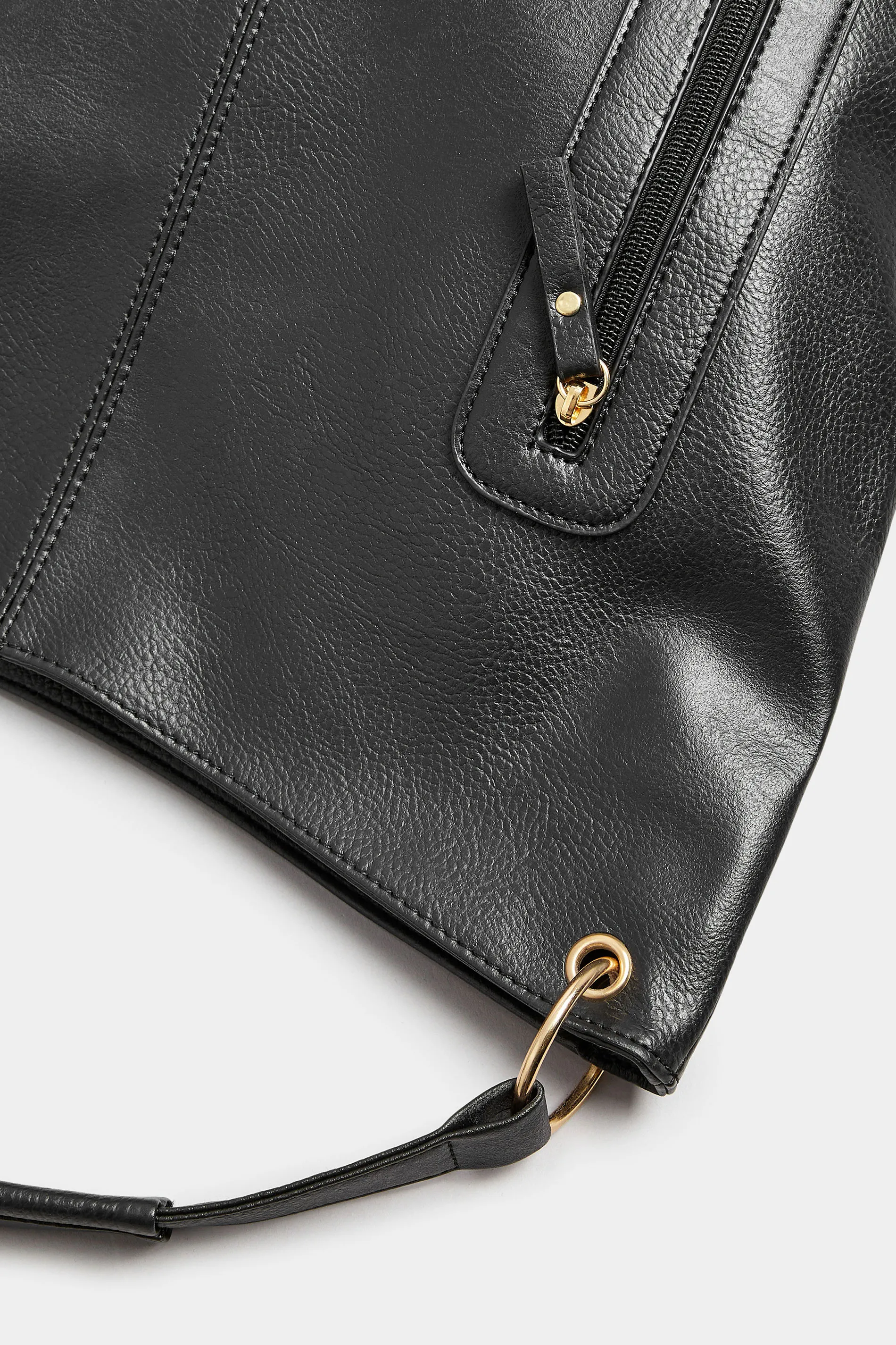 Black Zip Detail Tote Bag