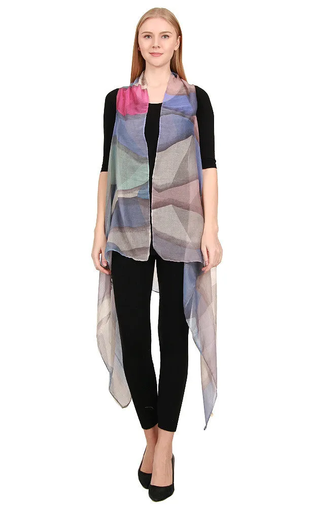 [BOGO] ZAV20216 Multi Pattern Acrylic Long Scarf Vest