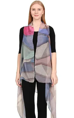 [BOGO] ZAV20216 Multi Pattern Acrylic Long Scarf Vest