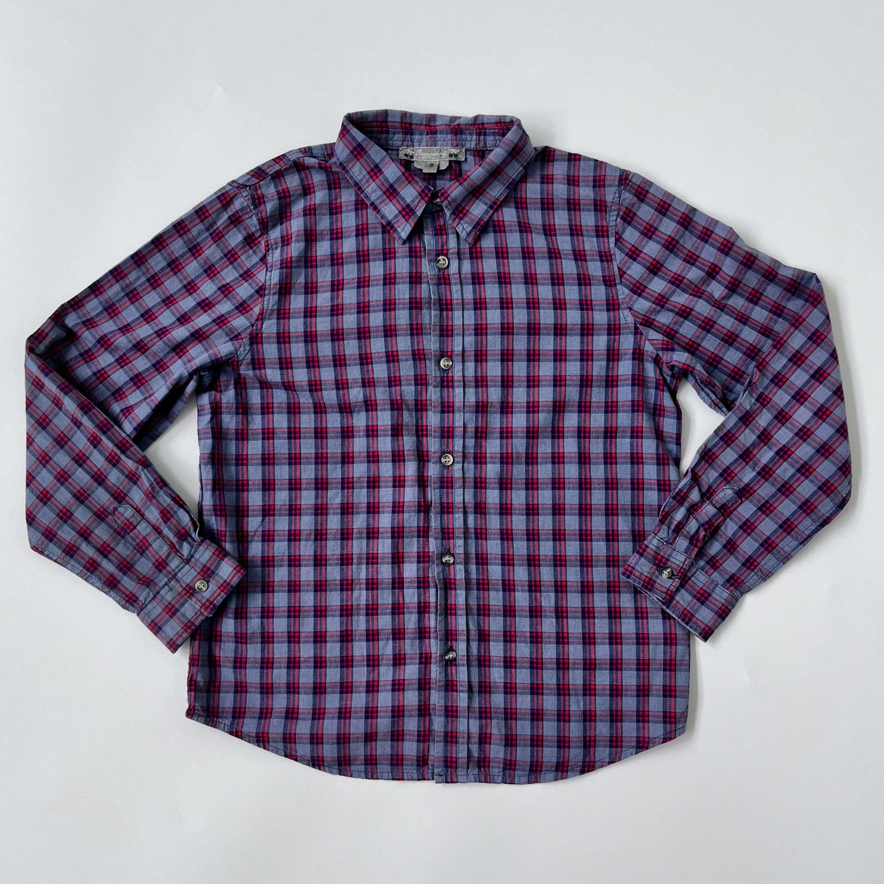 Bonpoint Blue And Red Check Shirt: 8 Years