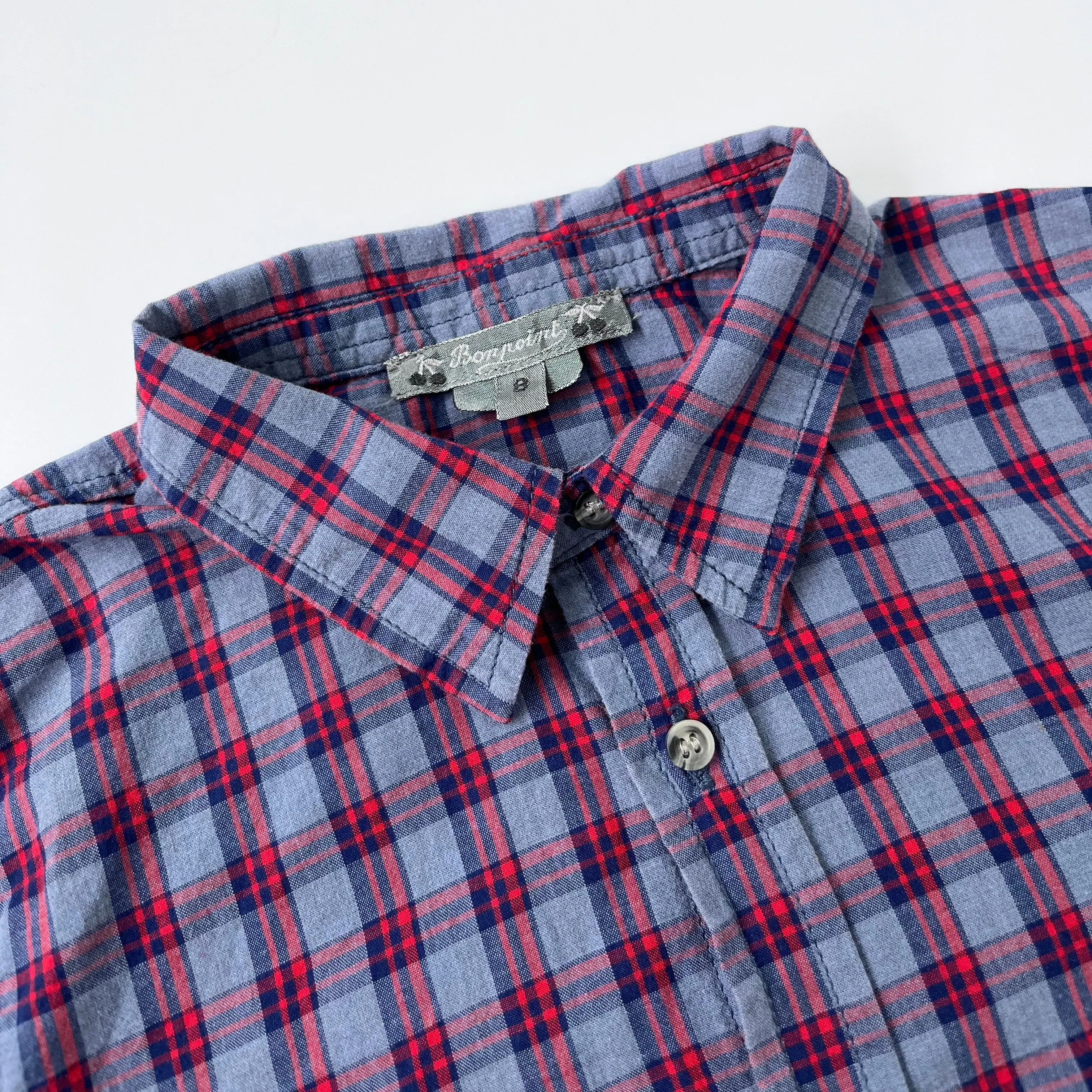 Bonpoint Blue And Red Check Shirt: 8 Years