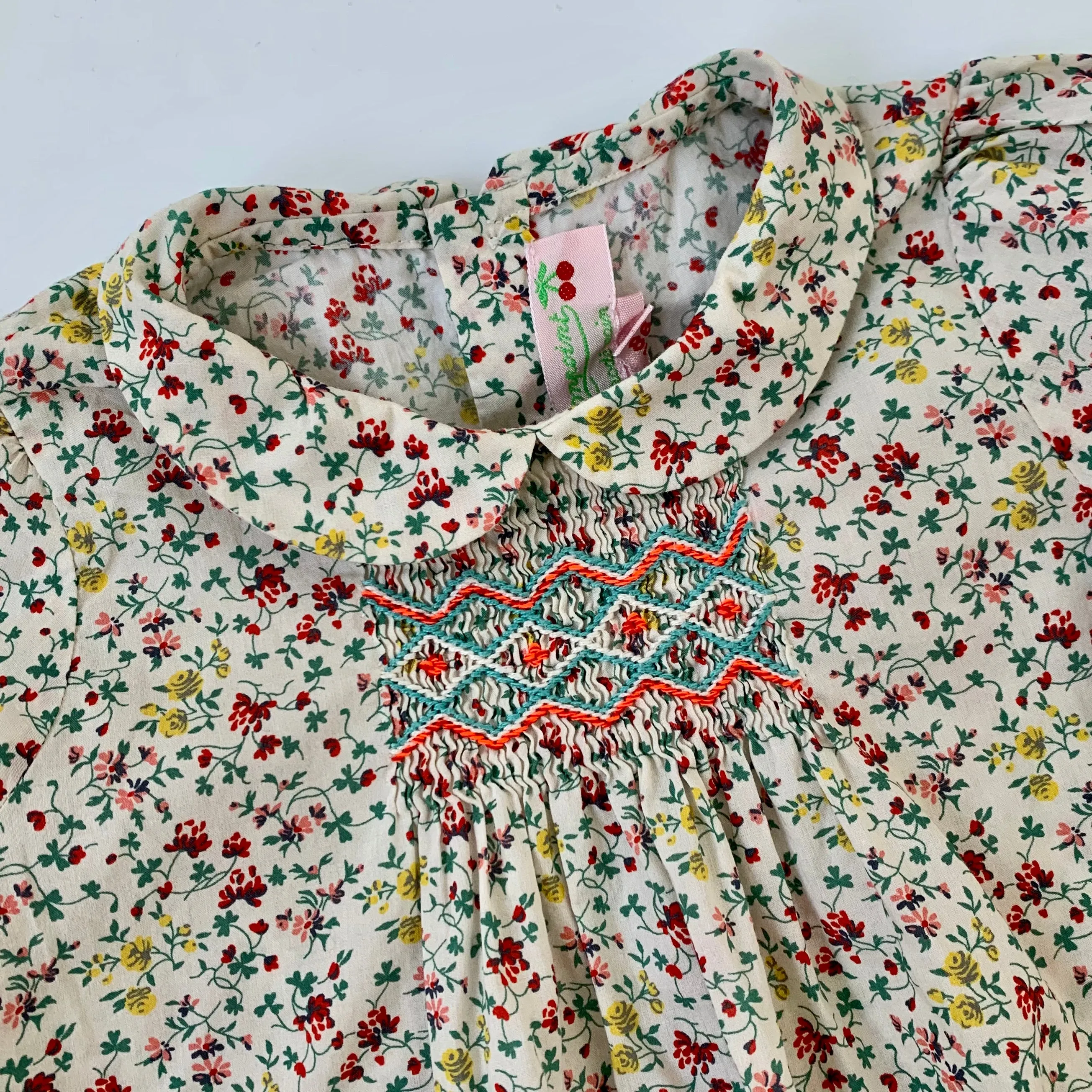 Bonpoint Floral Hand Smocked Blouse With Collar: 2 Years