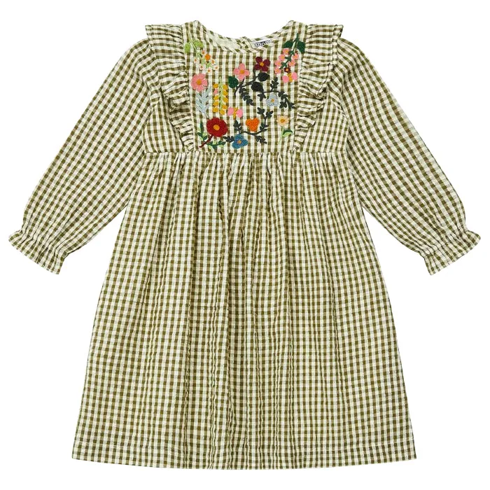 Bonton Child Daya Dress Green Gingham