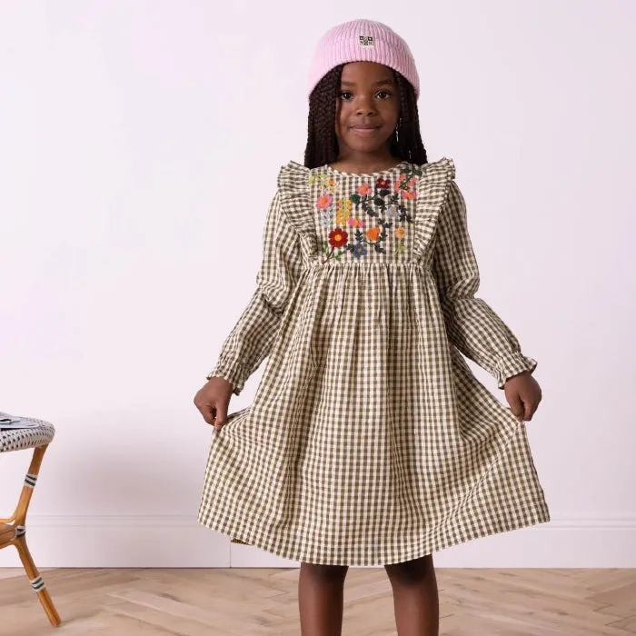 Bonton Child Daya Dress Green Gingham