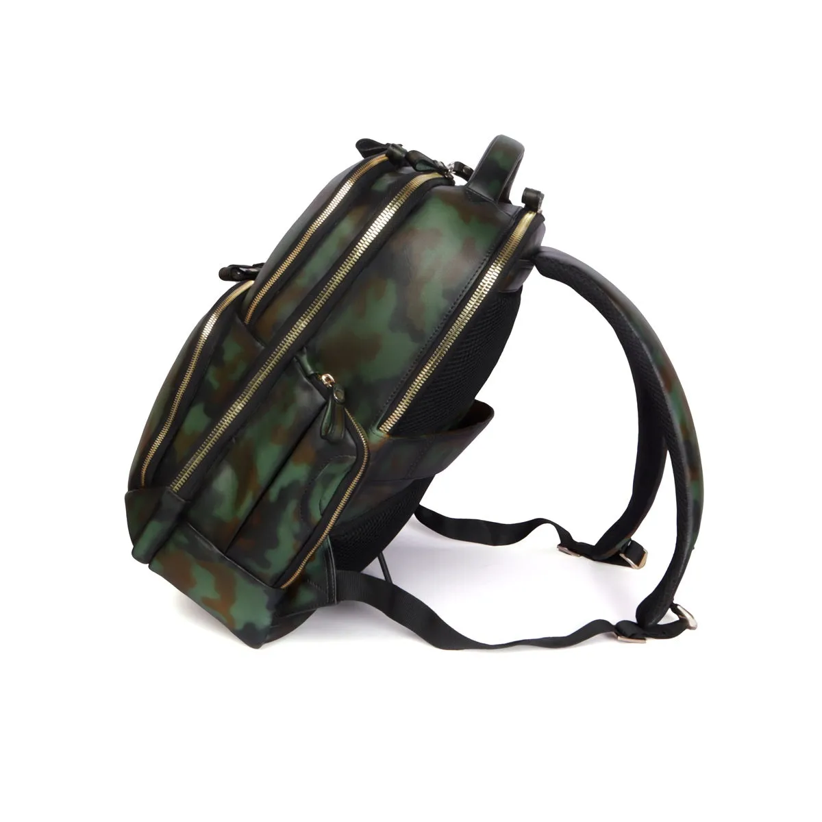 Camo Finish Hand Painted Leather Backpack