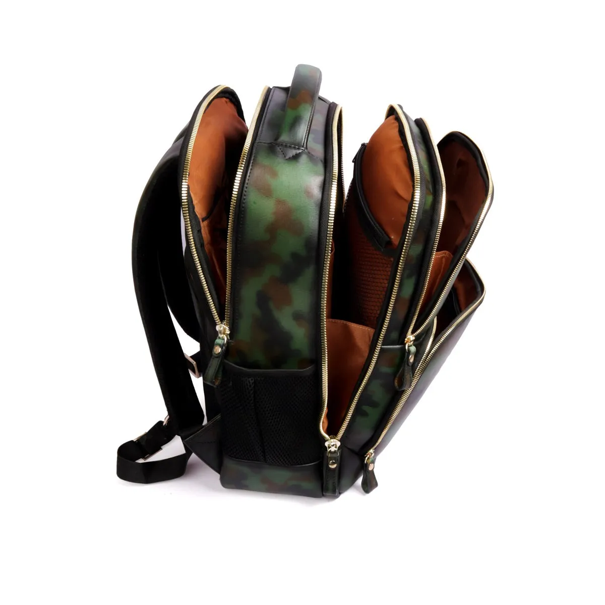 Camo Finish Hand Painted Leather Backpack