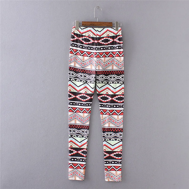 Casual Leggings Women Lady Skinny Geometric Print Stretchy Jegging Pants Slim Leggings Fast Shipping Feida