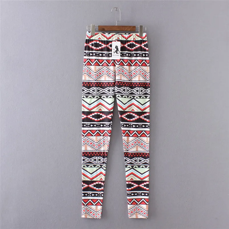 Casual Leggings Women Lady Skinny Geometric Print Stretchy Jegging Pants Slim Leggings Fast Shipping Feida