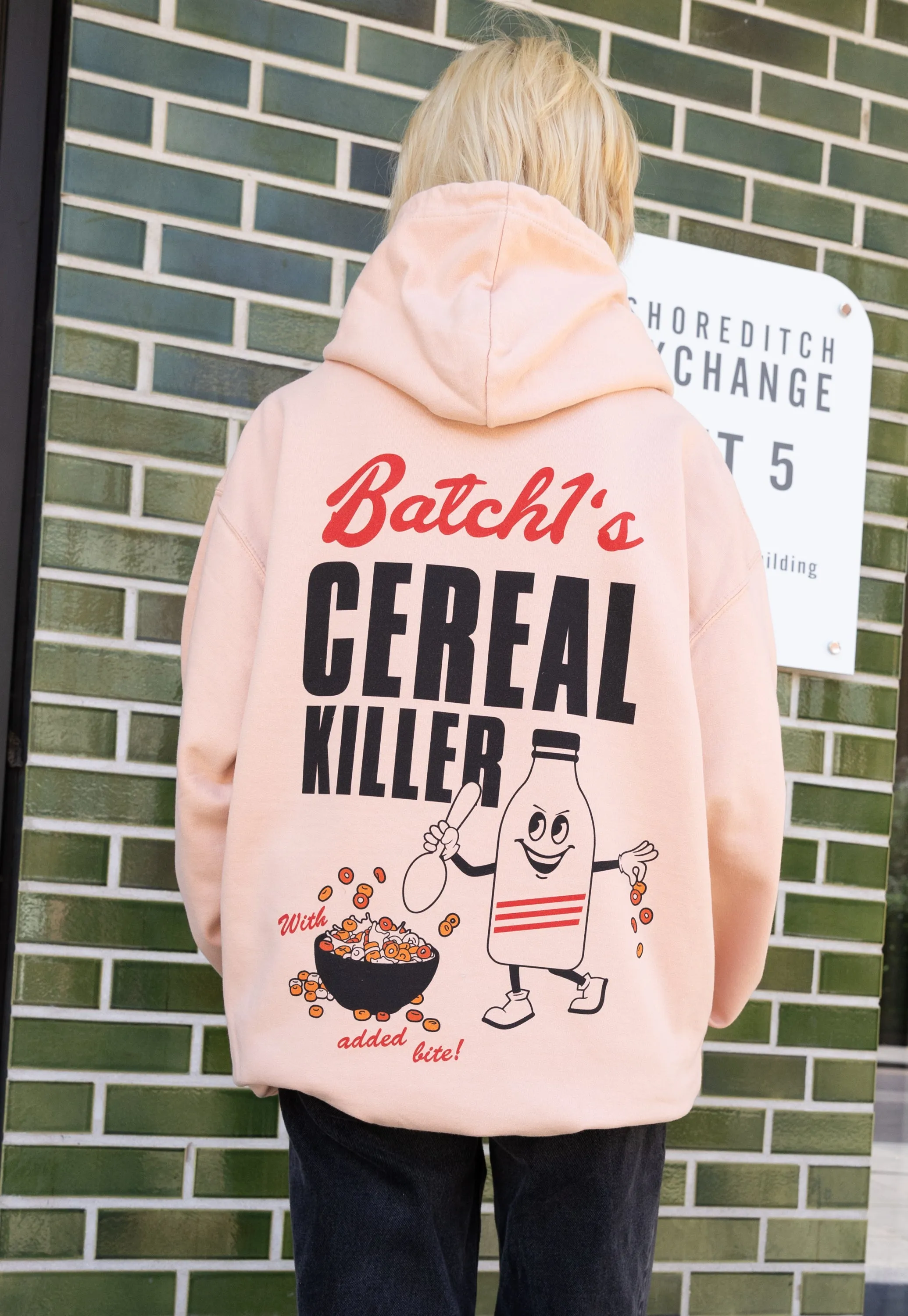 Cereal Killer Graphic Hoodie in Peach