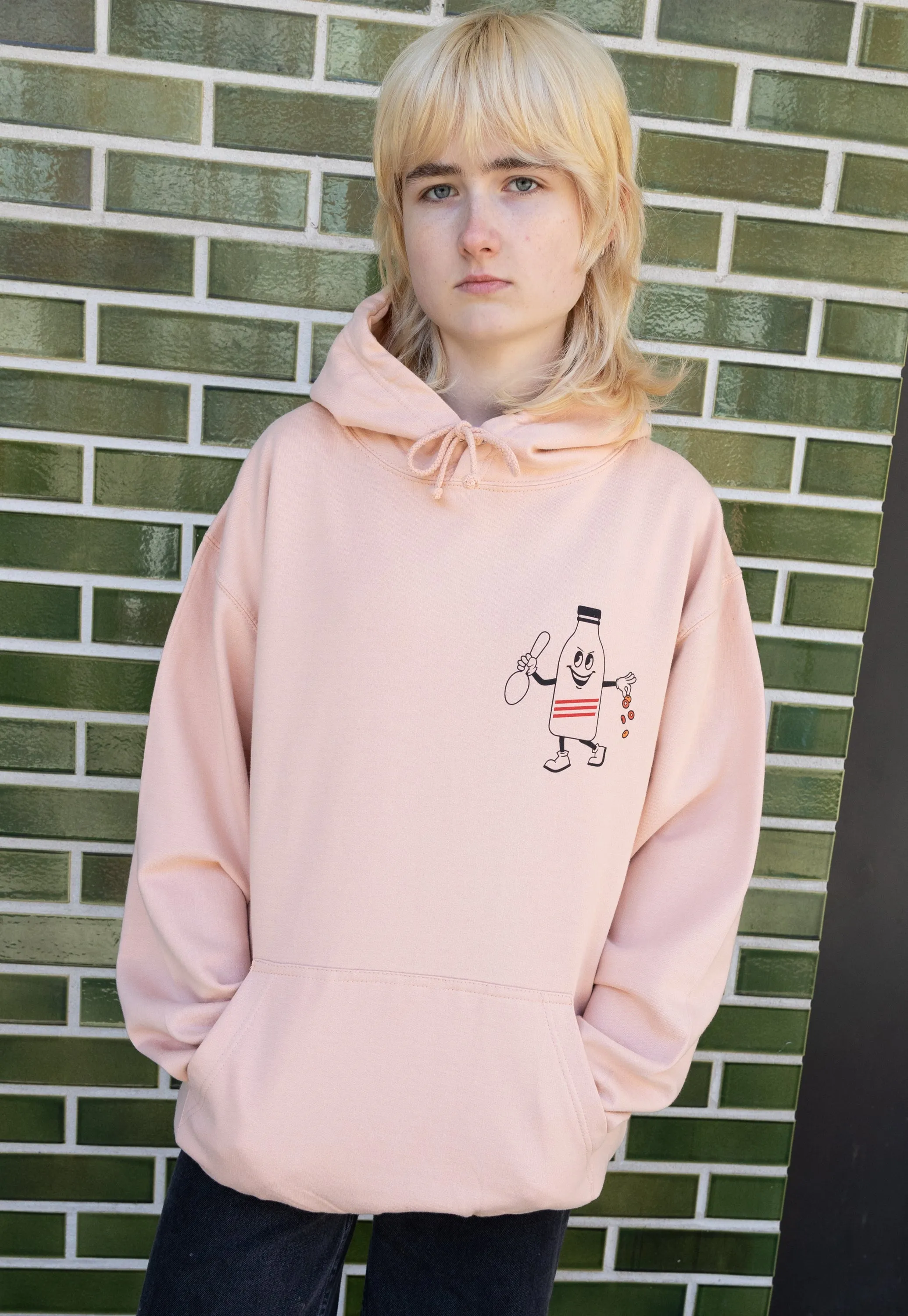 Cereal Killer Graphic Hoodie in Peach