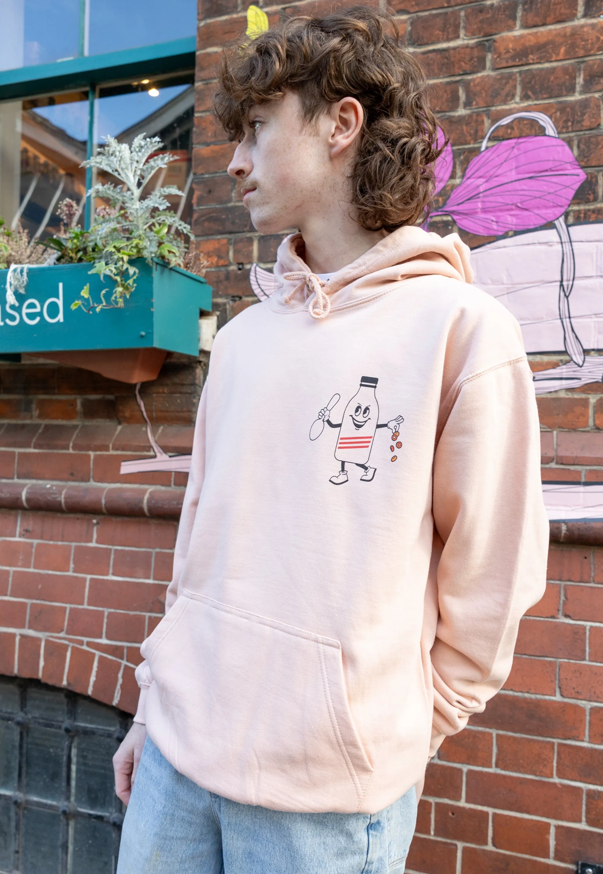 Cereal Killer Graphic Hoodie in Peach