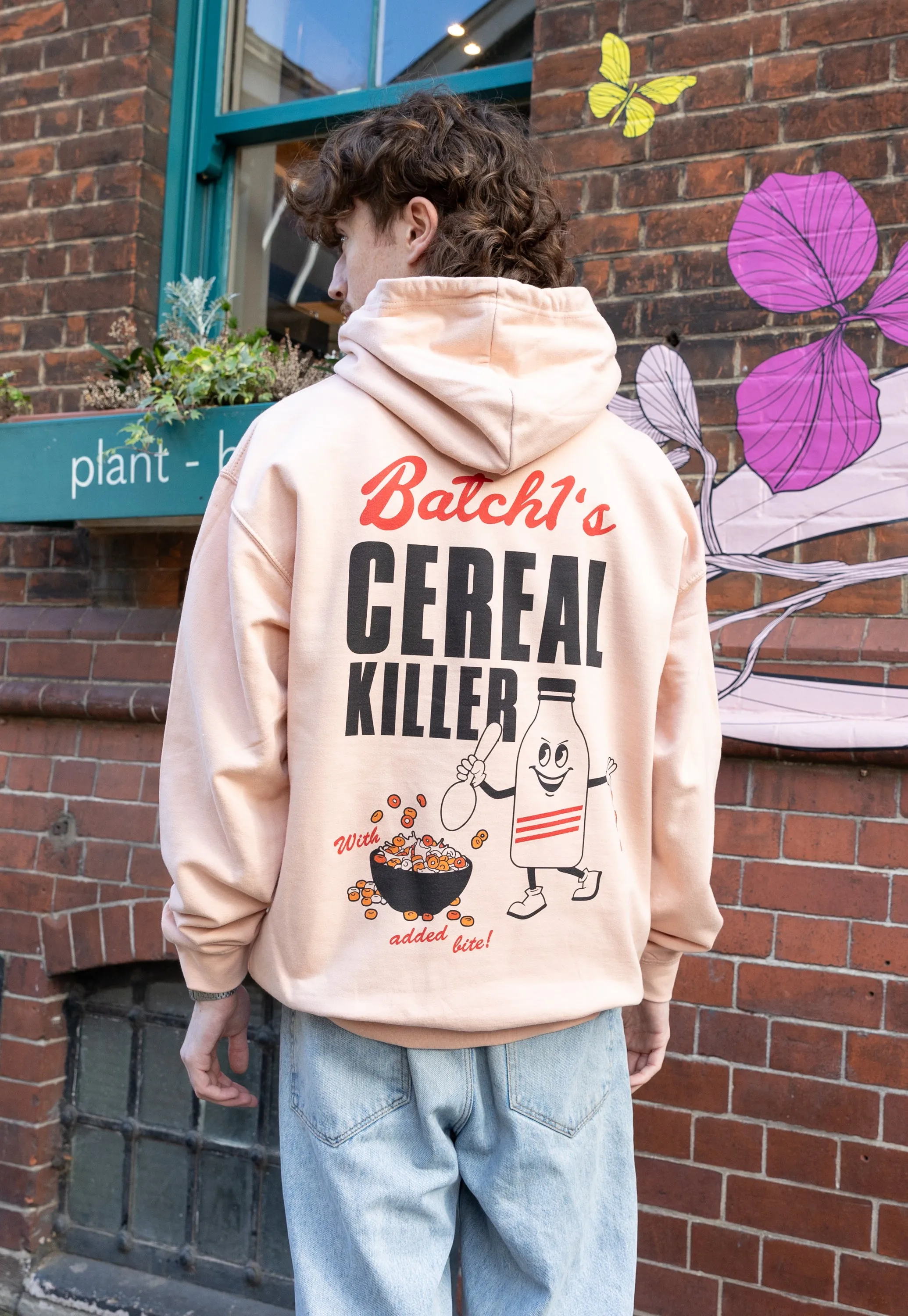 Cereal Killer Graphic Hoodie in Peach