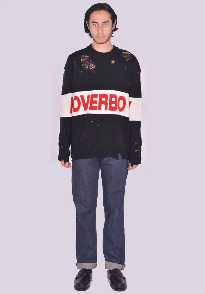 CHARLES JEFFREY LOVERBOY 041090201 UNISEX DISTRESSED LOVEBOY LOGO KNIT SWEATER  (New season FW24)