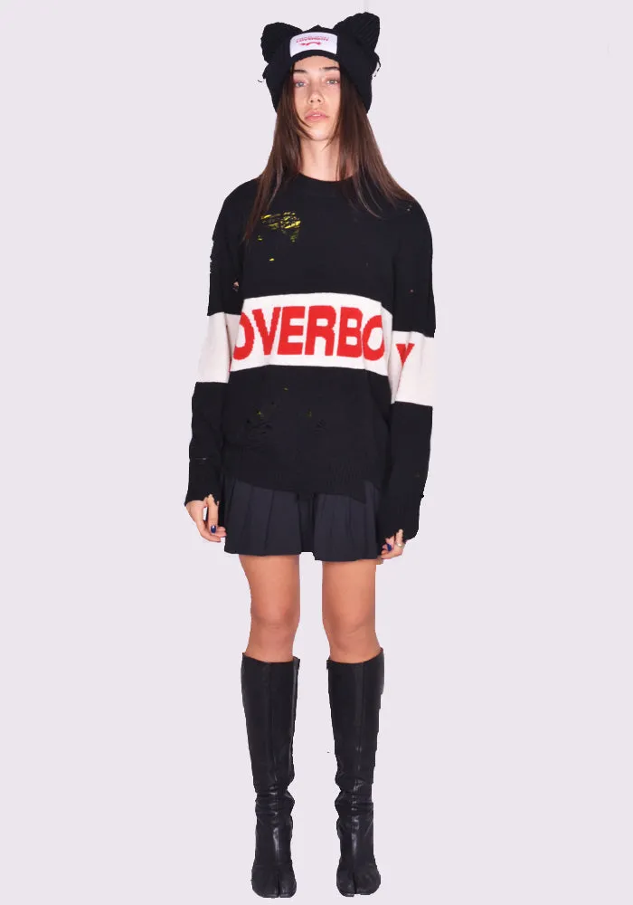 CHARLES JEFFREY LOVERBOY 041090201 UNISEX DISTRESSED LOVEBOY LOGO KNIT SWEATER  (New season FW24)