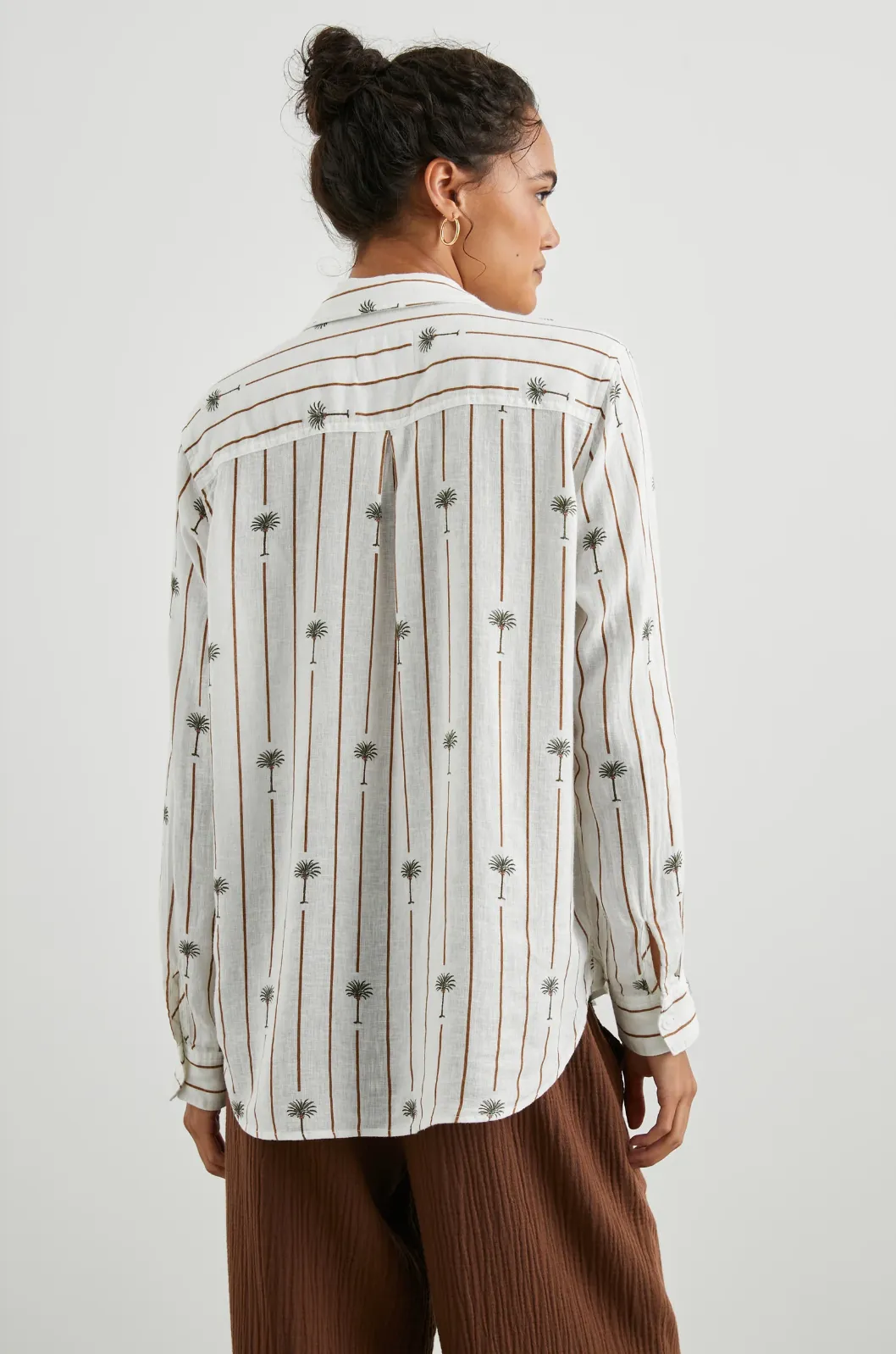 CHARLI STRIPE PALMS LONG SLEEVE SHIRT