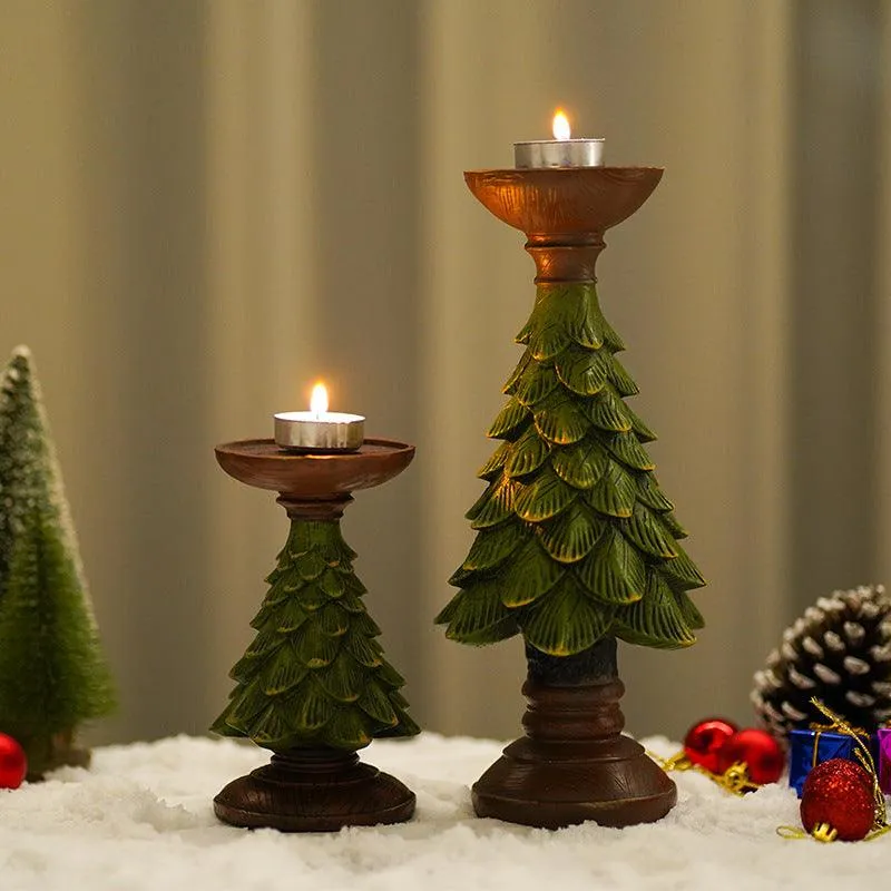 Christmas Atmosphere Decoration Decorations Christmas Tree Candle Stand Home Tabletop Room Decoration Resin Crafts