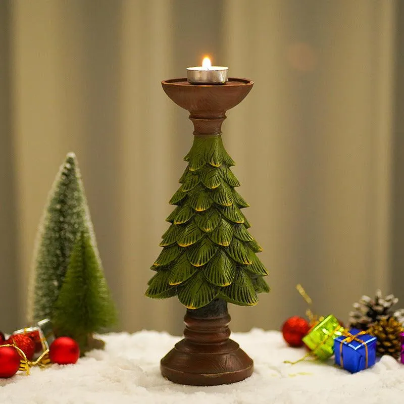 Christmas Atmosphere Decoration Decorations Christmas Tree Candle Stand Home Tabletop Room Decoration Resin Crafts