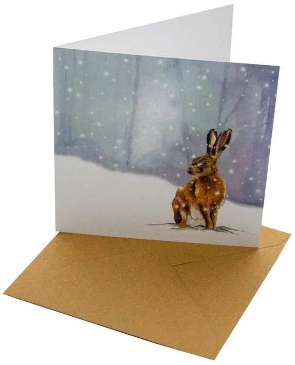 Christmas Brown Hare Greeting Card