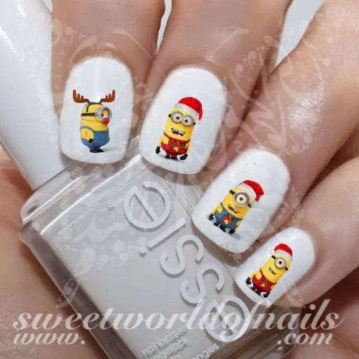 Christmas Nail Art Minions Nail Water Decals Slides