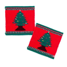 Christmas Tree Tapestry Coasters, set of 2