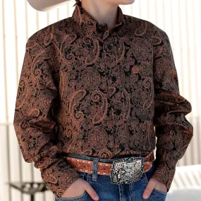 Cinch Kid's Brown/Black Paisley Shirt